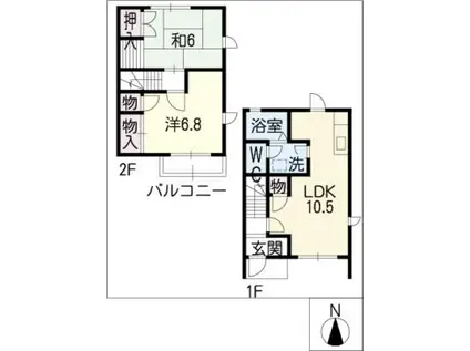 グレイスヴィラB(2LDK/2階)の間取り写真