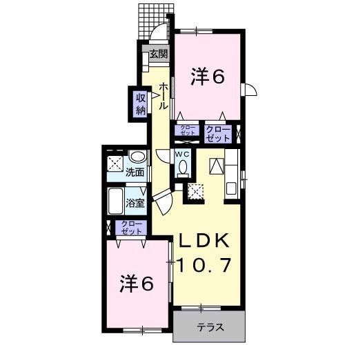 ガーデン ハウス 緑丘C(2LDK/1階)の間取り写真