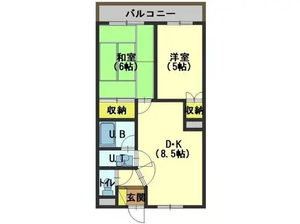 ロイヤルライフ富岡(2DK/3階)の間取り写真