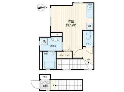 TRESPLATA(ワンルーム/2階)の間取り写真