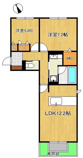 プレステージIV(2LDK/1階)の間取り写真