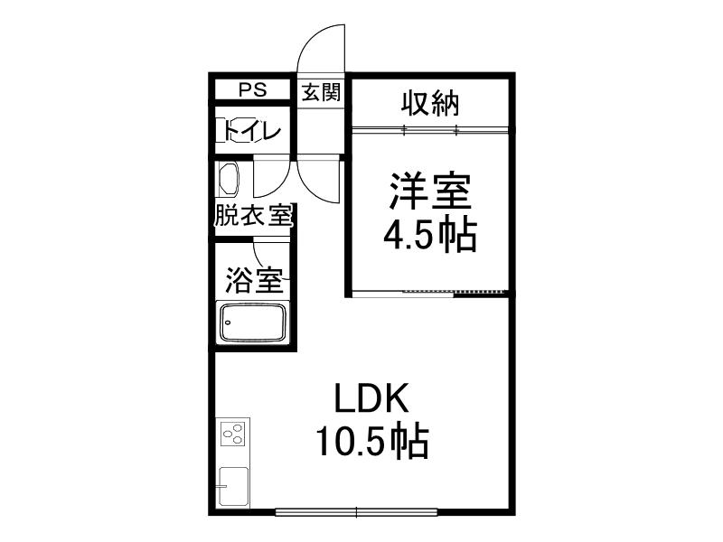 カクイチヴェロハイツ(1LDK/4階)の間取り写真