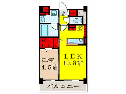 THE TERRACE SUITA UH(1LDK/1階)の間取り写真