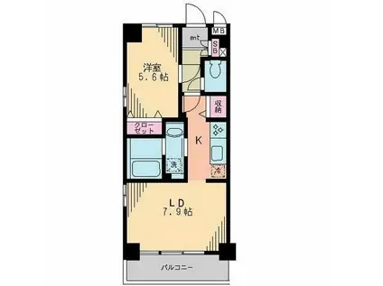 リヴェール三軒茶屋(1LDK/4階)の間取り写真