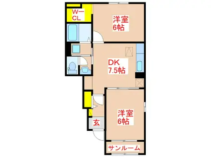 ラフレシールメゾンK II(2DK/1階)の間取り写真