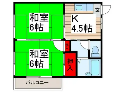 サニーフラットB(2K/2階)の間取り写真