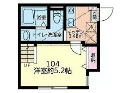 アルファ鶴間(1K/1階)の間取り写真