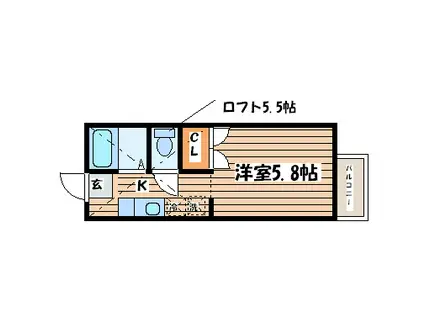 ユミハウス(1K/1階)の間取り写真