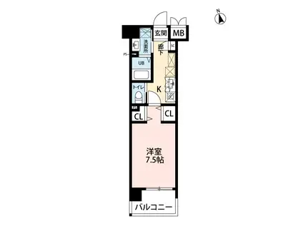 ウイングス西本町(1K/5階)の間取り写真