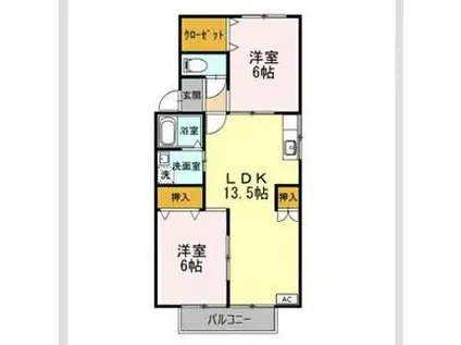 メゾンノアB(2LDK/2階)の間取り写真