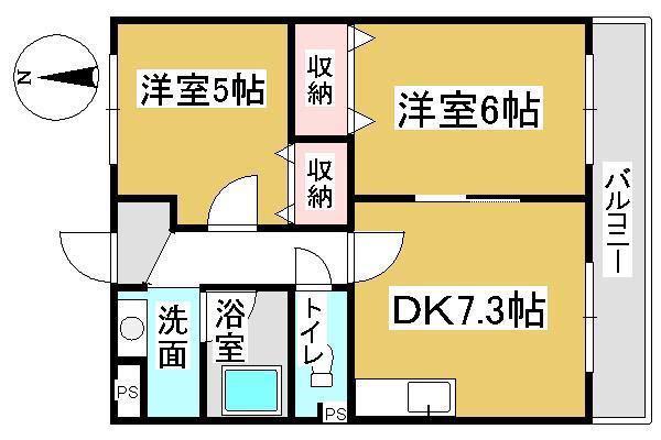 オルセーメゾンE(2DK/2階)の間取り写真