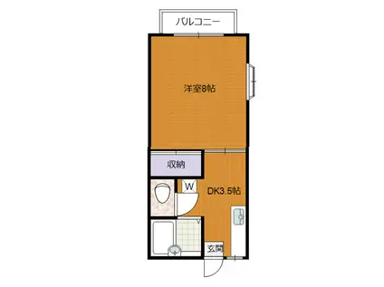 ガーデンヒルズ旭ヶ丘(1DK/1階)の間取り写真