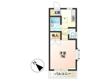 ピースフル・YMK(1K/1階)の間取り写真