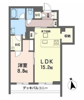 シャーメゾンフゥ(1LDK/1階)の間取り写真