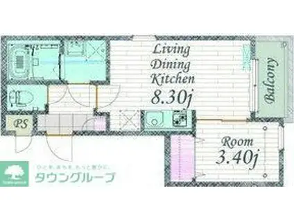 CHERIM 本陣十王町 ノース(1LDK/2階)の間取り写真