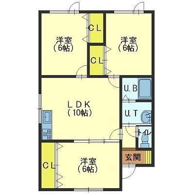 ニューカトレア朋(3LDK/1階)の間取り写真