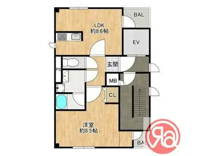 T・MISSION IN OSAKA FRONT(1LDK/2階)の間取り写真