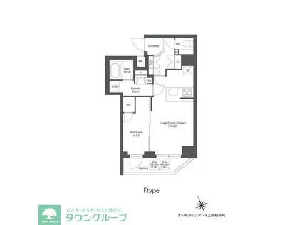 オーキッドレジデンス上野稲荷町(1LDK/7階)の間取り写真