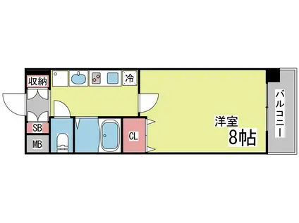 スカイビュー六甲(1K/3階)の間取り写真