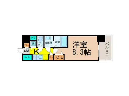 プレサンス錦ラウム(1K/9階)の間取り写真