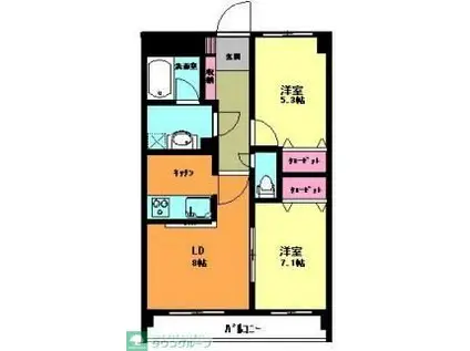 フォルティーヌ皿沼(2LDK/1階)の間取り写真