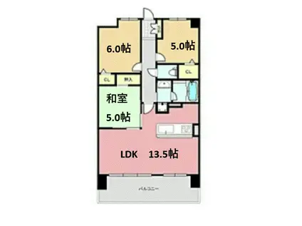 アルファスマート西国分(3LDK/4階)の間取り写真
