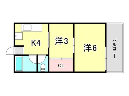 藤井マンション(2DK/4階)の間取り写真