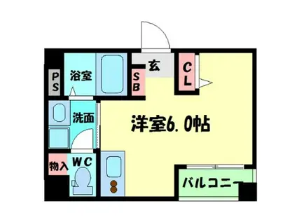 シーガルハイツ心斎橋イースト(1K/7階)の間取り写真