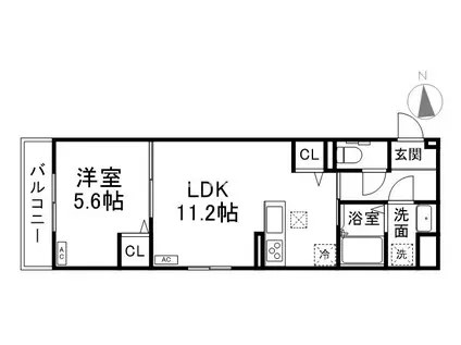 フルールII(1LDK/1階)の間取り写真