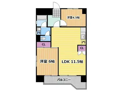 FB恵方マンション(2DK/4階)の間取り写真