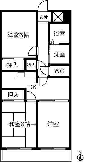 さくら大栄ビル(2LDK/3階)の間取り写真