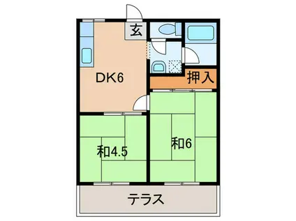 滝内パナハイツII(2DK/1階)の間取り写真