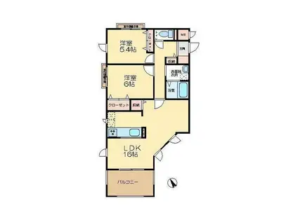 セレーノ(2LDK/3階)の間取り写真