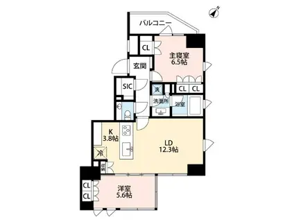 プレミスト赤坂翠嶺(2LDK/5階)の間取り写真