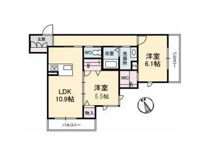 シャーメゾンアレーズIII(2LDK/2階)の間取り写真