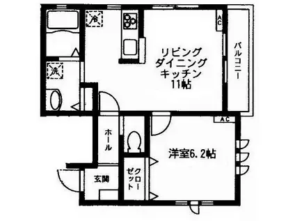 GROVE(1LDK/2階)の間取り写真