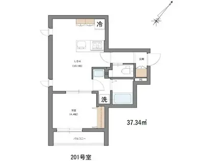 潮見1丁目マンション(1LDK/2階)の間取り写真