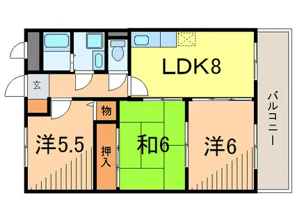 グリーンエイトIII(3LDK/1階)の間取り写真