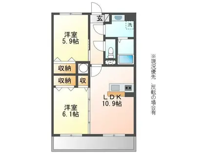 はなみずきII番館(2LDK/3階)の間取り写真