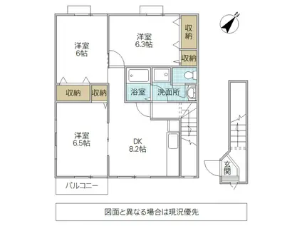 ベルウッド・40 C(3DK/2階)の間取り写真
