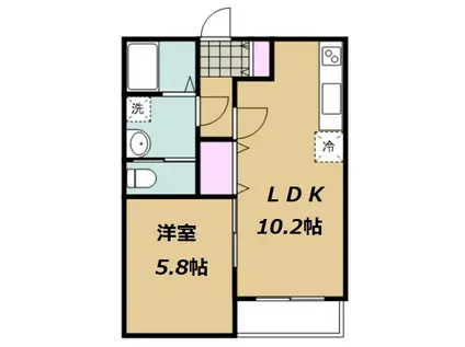 グランデュールIII仙台東郡山(1LDK/2階)の間取り写真