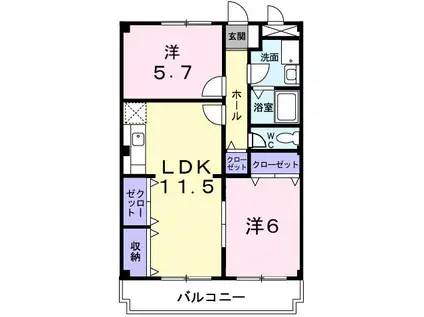 グランフォーレ池上(2LDK/3階)の間取り写真