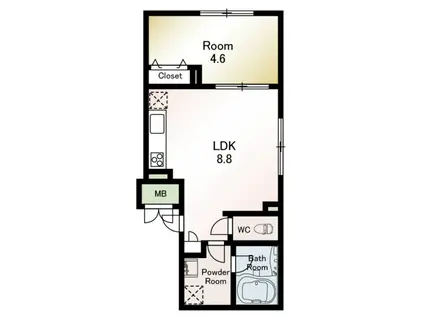 エムズレーベル西日暮里(1LDK/5階)の間取り写真