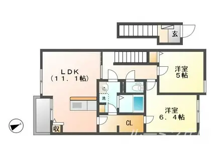 サンセールⅥ(2LDK/2階)の間取り写真