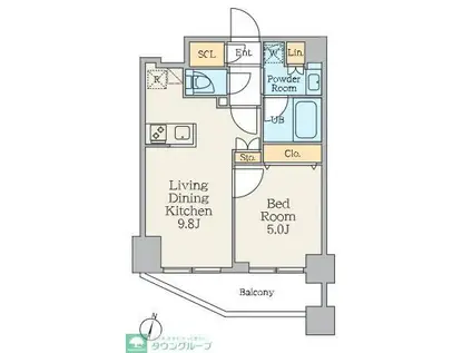 クレストコート中板橋(1LDK/2階)の間取り写真