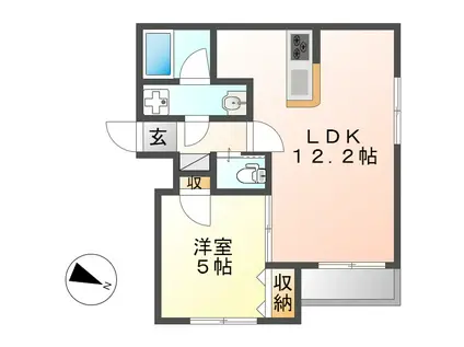 リアン猫洞通(1LDK/2階)の間取り写真