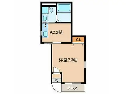 メゾン落合(1K/1階)の間取り写真