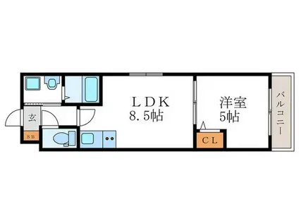 グラカン桂駅北(1LDK/2階)の間取り写真