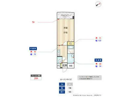 ビエラコート大橋(1K/4階)の間取り写真