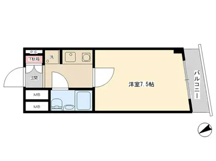 クローネ西小山(1K/5階)の間取り写真